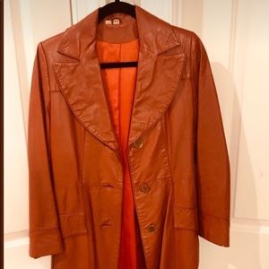 Vintage 3/4 length Leather Coat w/ Silk lining.